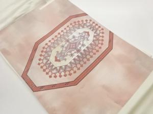 引箔八角形に抽象花唐草模様織出し名古屋帯